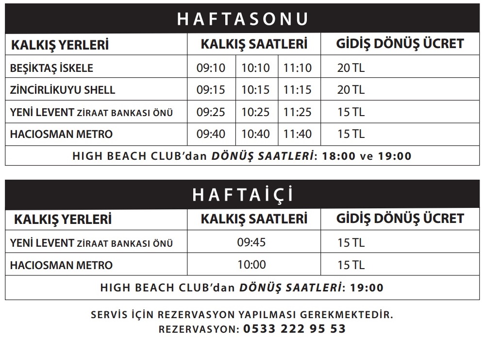 High Beach Club Ulaşım